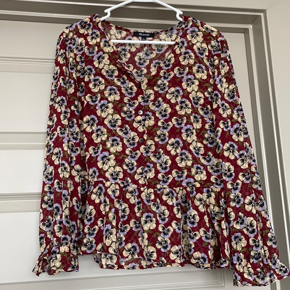 Madewell Floral Print Long Sleeve Top